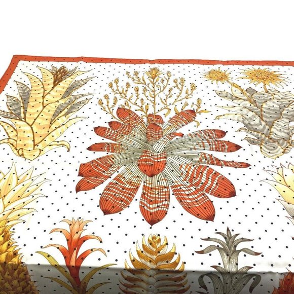 UNUSED HERMES Index Bromeliaceae Bromeliad Catalog Carre 90 Scarf - Picture 2 of 12
